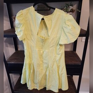 Anthropologie Cotton A-line dress in bright yellow